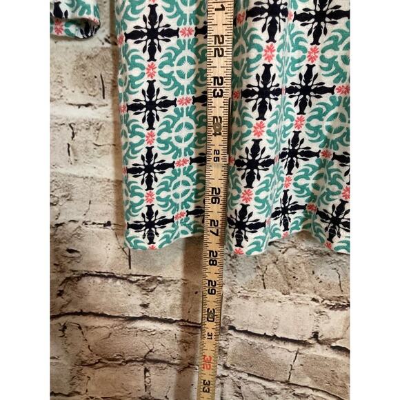 Talbots Top Womens Medium Tunic Turquoise Medallion Print Cotton Modal Stretch - Picture 8 of 12